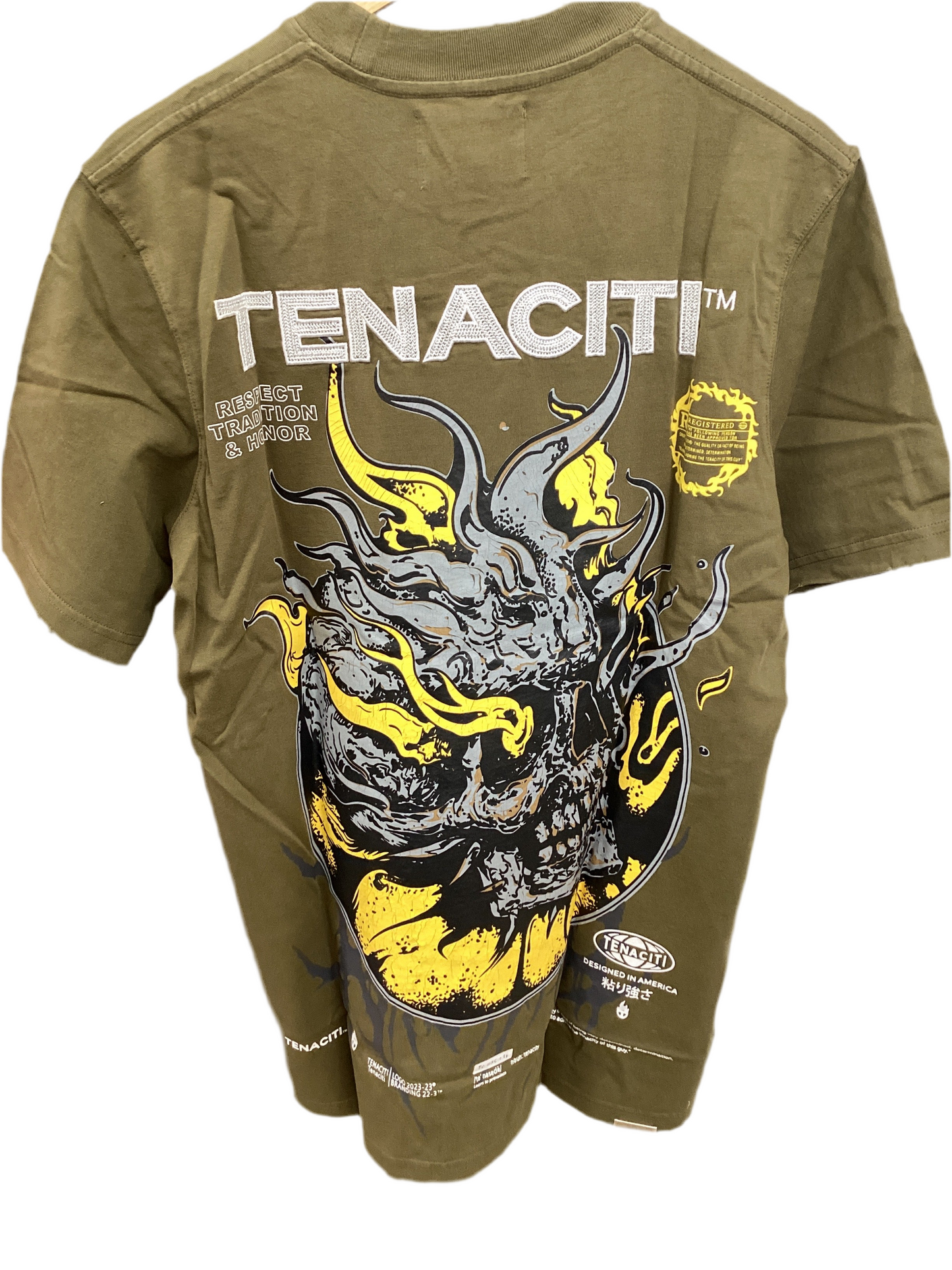 TENACITI Olive Skull Tee Size M
