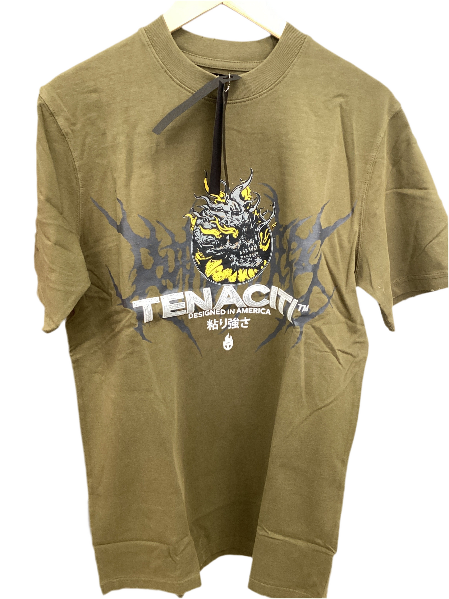 TENACITI Olive Skull Tee Size M