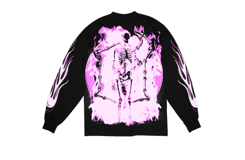 Evil Vice Black/Pink Skull Long Sleeve Size 2xl