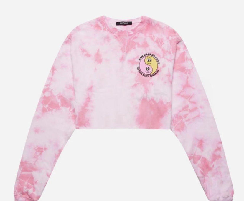 Bananas Monkey Pink Tye Dye Women’s Crop Size-L/XL