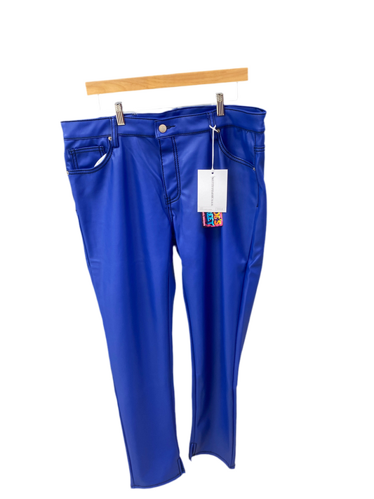 ASAALI blue leather pants size 28