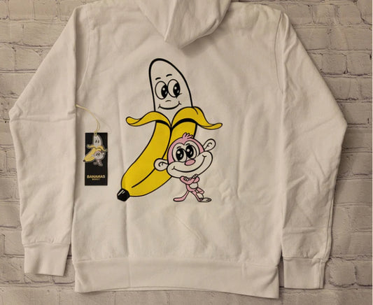 Bananas Monkey White Hoodie Youth M