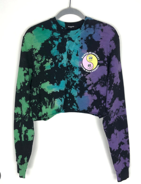 Bananas Monkey Black Tye Dye Women’s Crop Size-S/M, L/XL