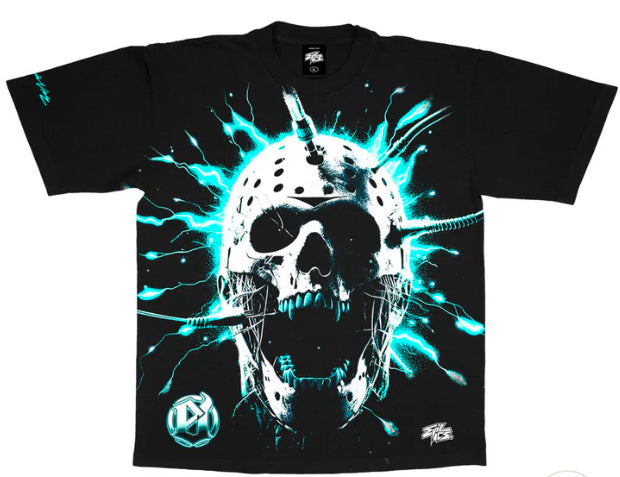 Evil Vice Blue Skull Grey Tee Size XL