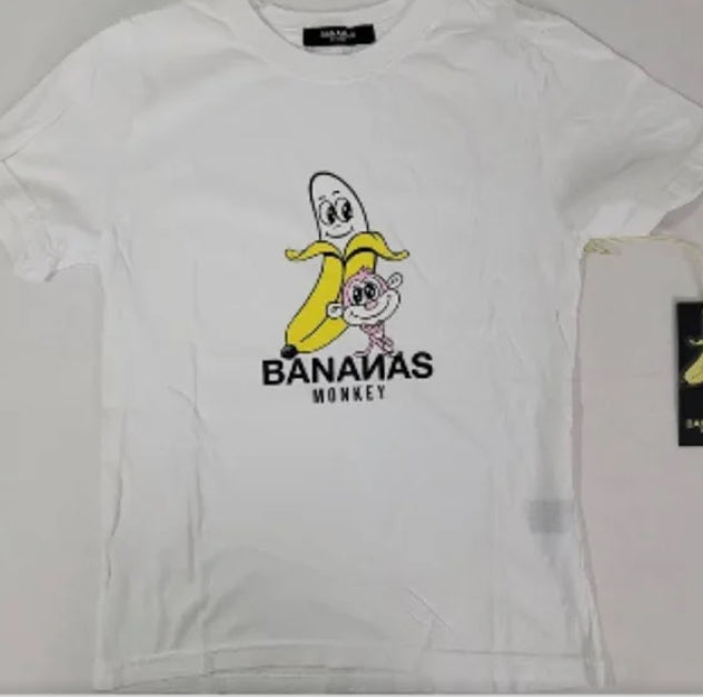 Bananas Monkey White Tee Size-4T-7T