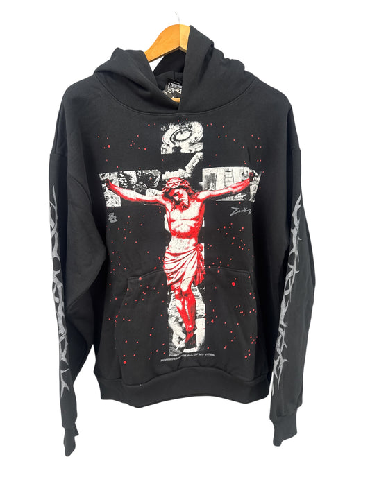 Evil Vice Jesus Hoodie Red Size S